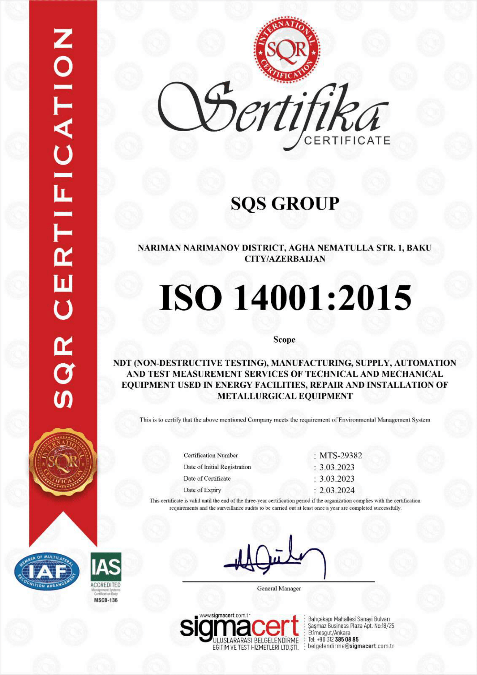 İSO sertifikatları 2023-2
