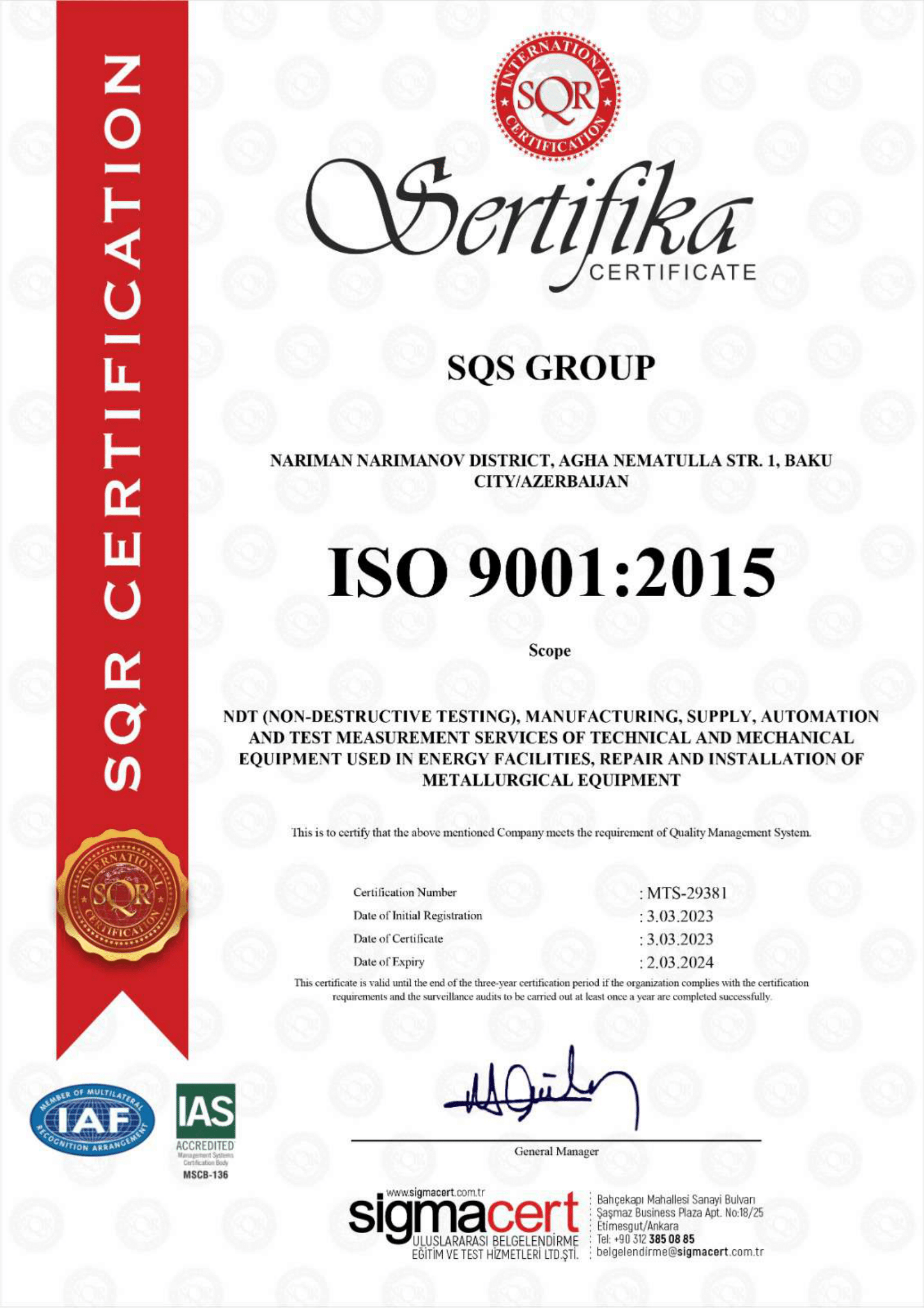 İSO sertifikatları 2023-3